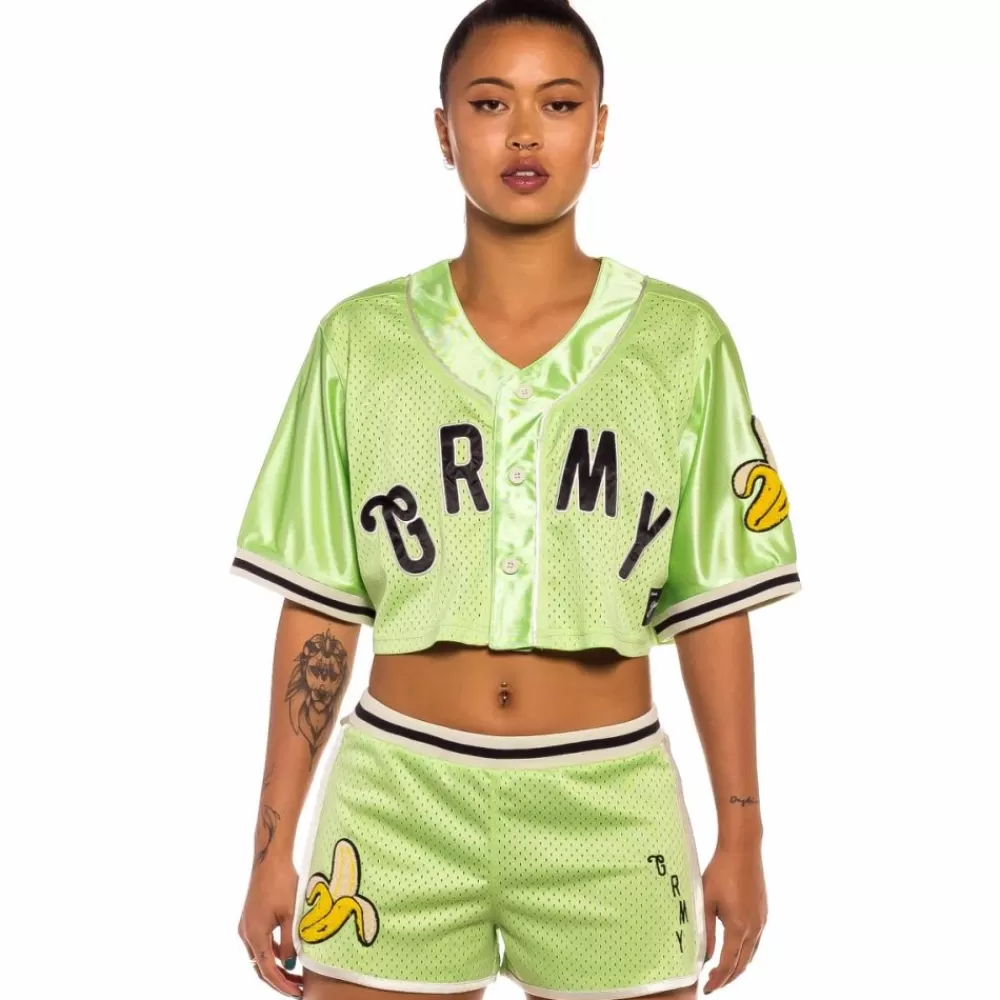 Grimey Camisa De Baseball De Chica "Jungle Punch" Mesh Crop - Green | Spring 22 Online