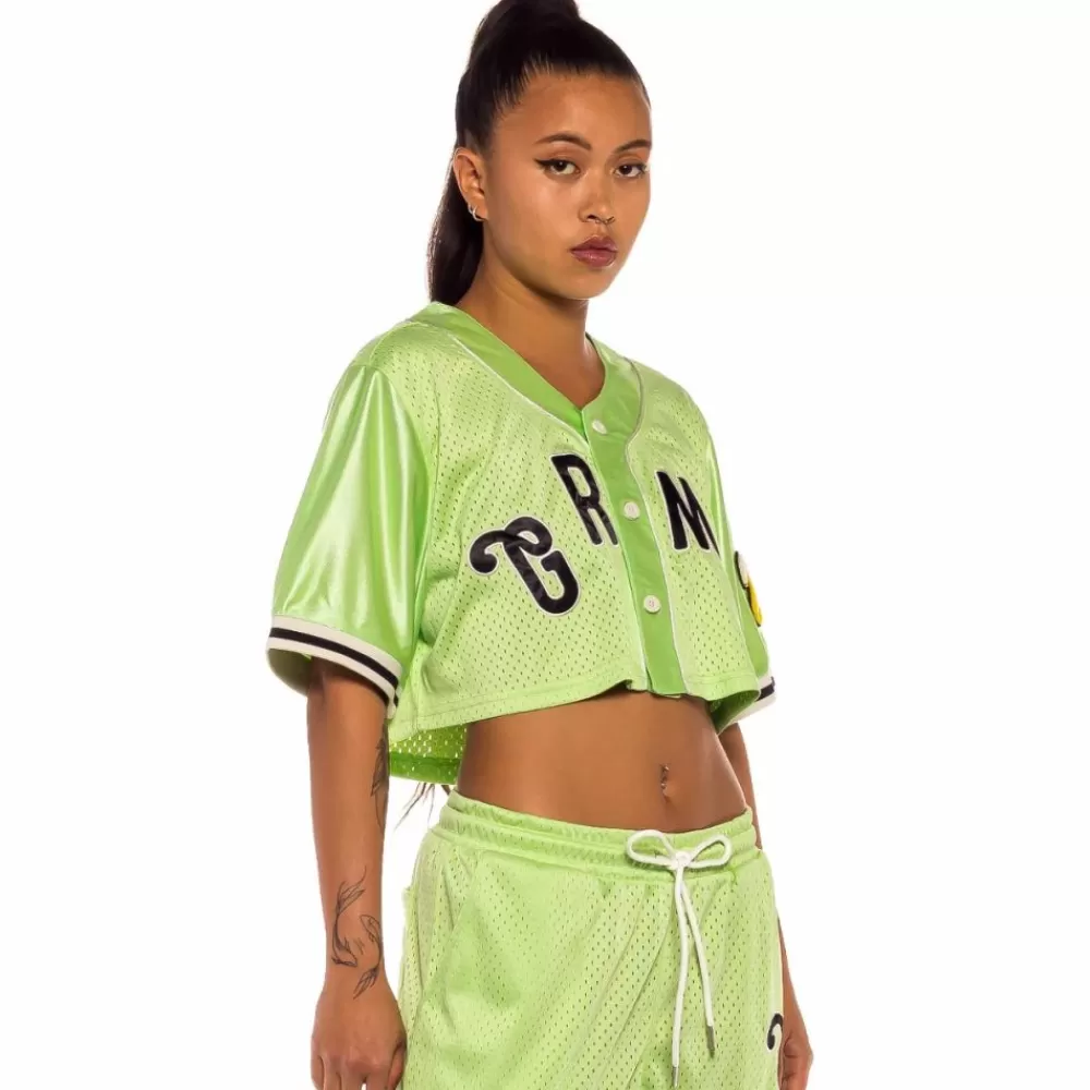Grimey Camisa De Baseball De Chica "Jungle Punch" Mesh Crop - Green | Spring 22 Online