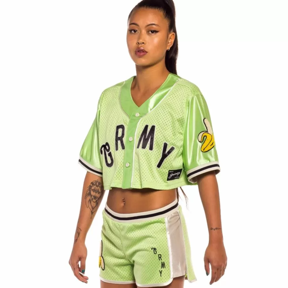 Grimey Camisa De Baseball De Chica "Jungle Punch" Mesh Crop - Green | Spring 22 Online