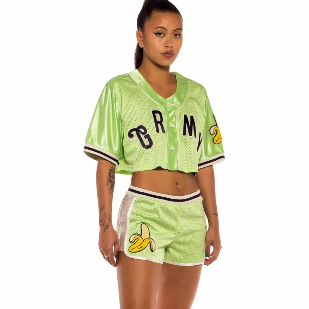 Grimey Camisa De Baseball De Chica "Jungle Punch" Mesh Crop - Green | Spring 22 Online