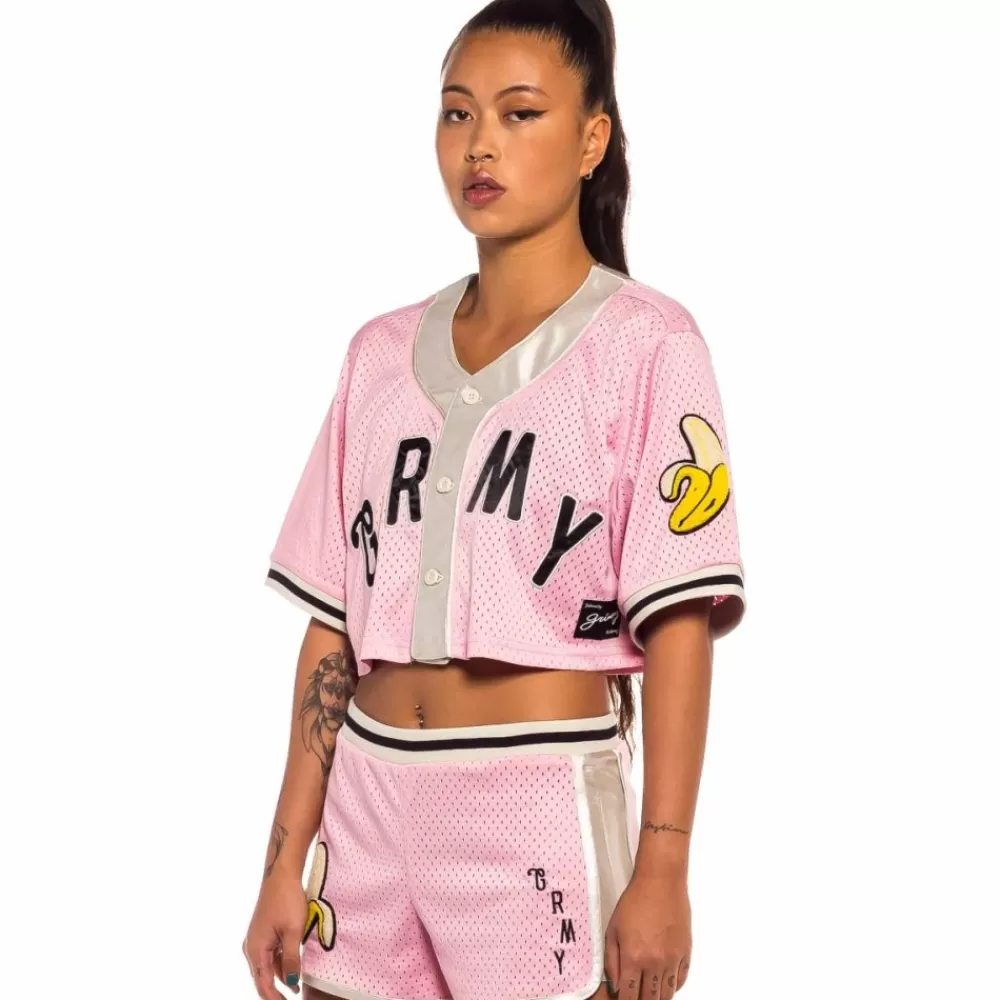 Grimey Camisa De Baseball De Chica "Jungle Punch" Mesh Crop - Pink | Spring 22 Fashion
