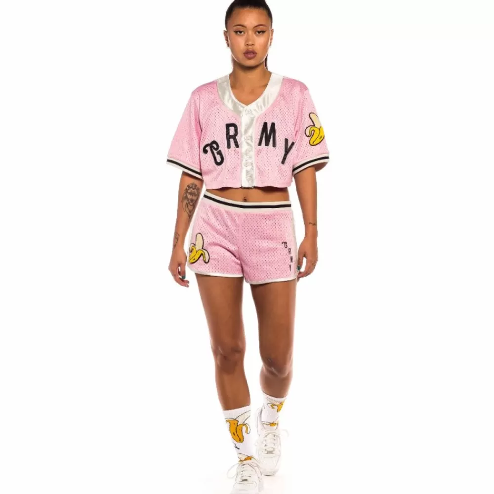Grimey Camisa De Baseball De Chica "Jungle Punch" Mesh Crop - Pink | Spring 22 Fashion