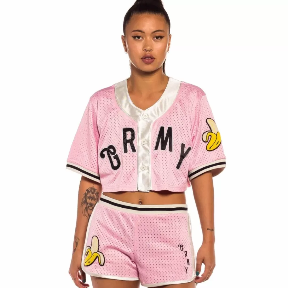 Grimey Camisa De Baseball De Chica "Jungle Punch" Mesh Crop - Pink | Spring 22 Fashion