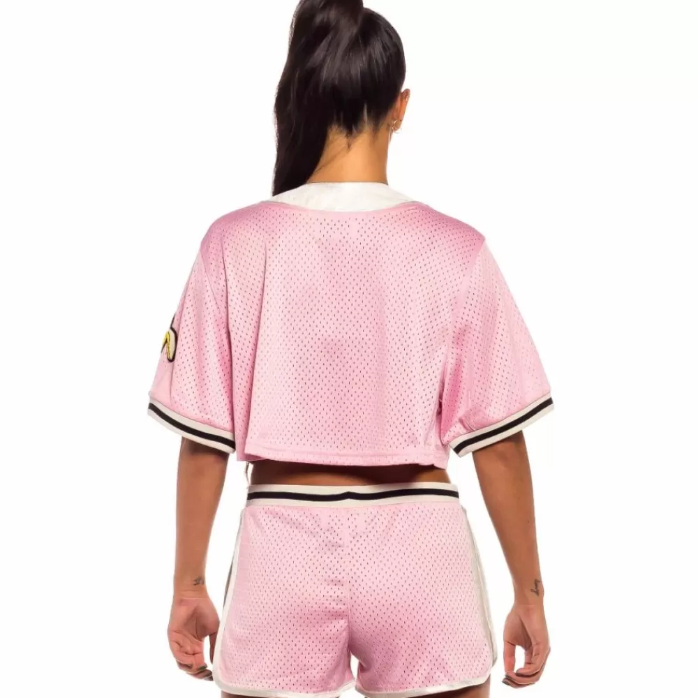 Grimey Camisa De Baseball De Chica "Jungle Punch" Mesh Crop - Pink | Spring 22 Fashion