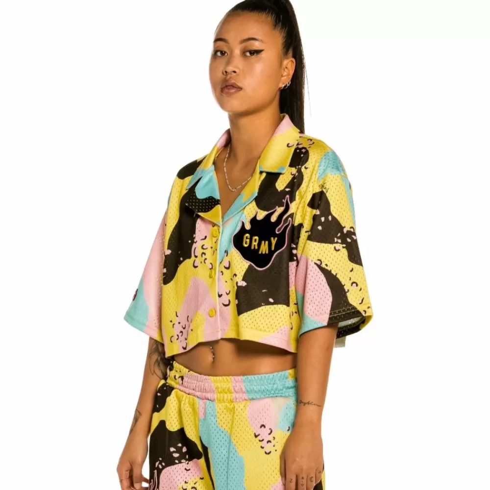 Grimey Camisa De Chica "Trespass" All Over Print - Camo | Summer 22 New