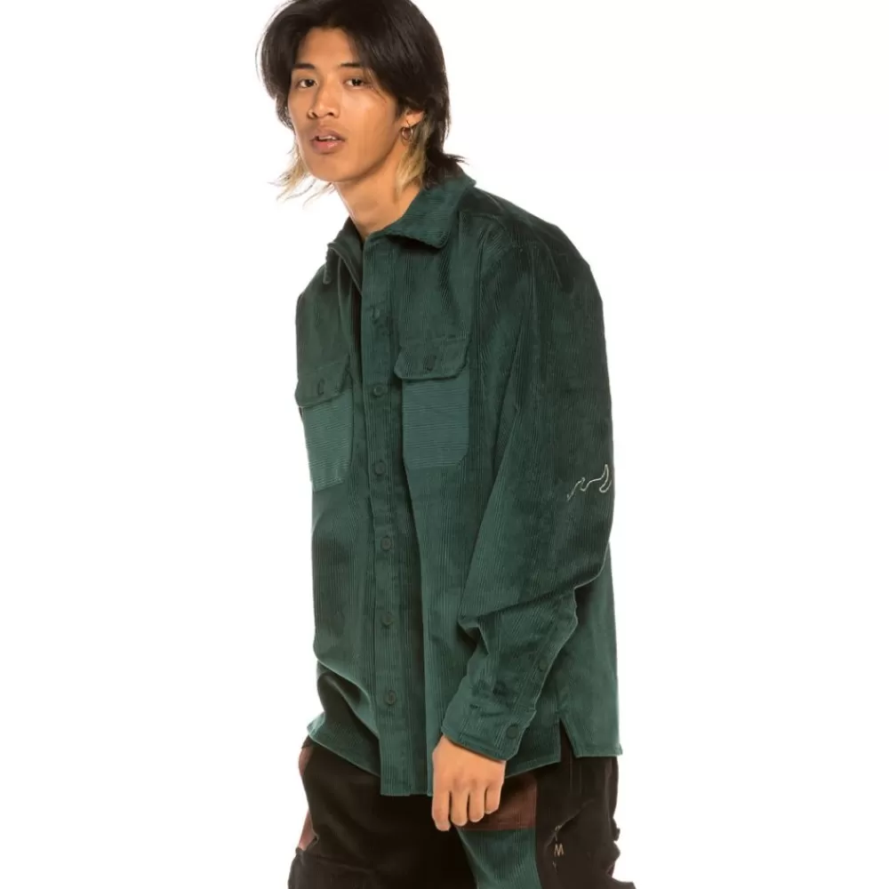 Grimey Camisa "Aged Rum" Corduroy Shirt - Green | Winter 21 Fashion