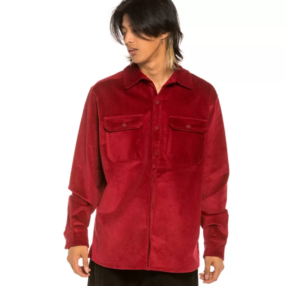 Grimey Camisa "Aged Rum" Corduroy Shirt - Red | Winter 21 New