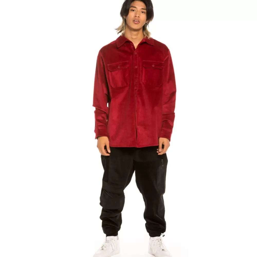 Grimey Camisa "Aged Rum" Corduroy Shirt - Red | Winter 21 New