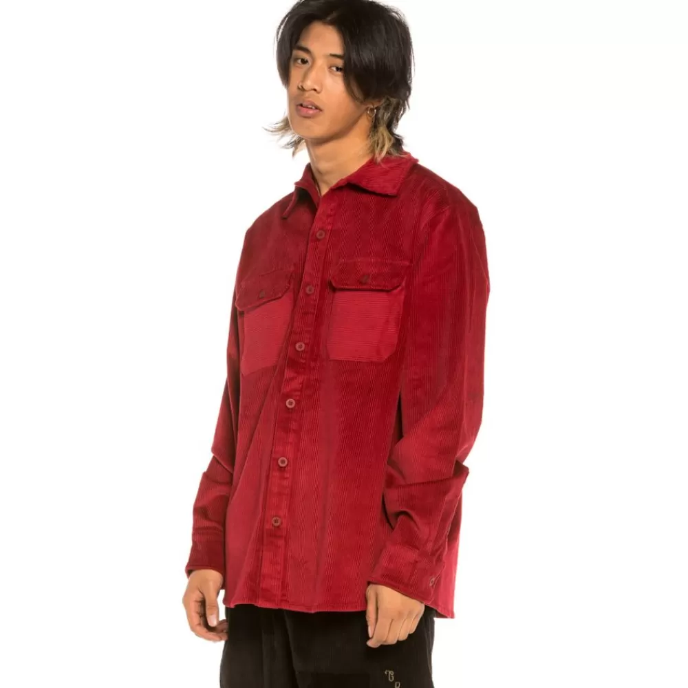 Grimey Camisa "Aged Rum" Corduroy Shirt - Red | Winter 21 New