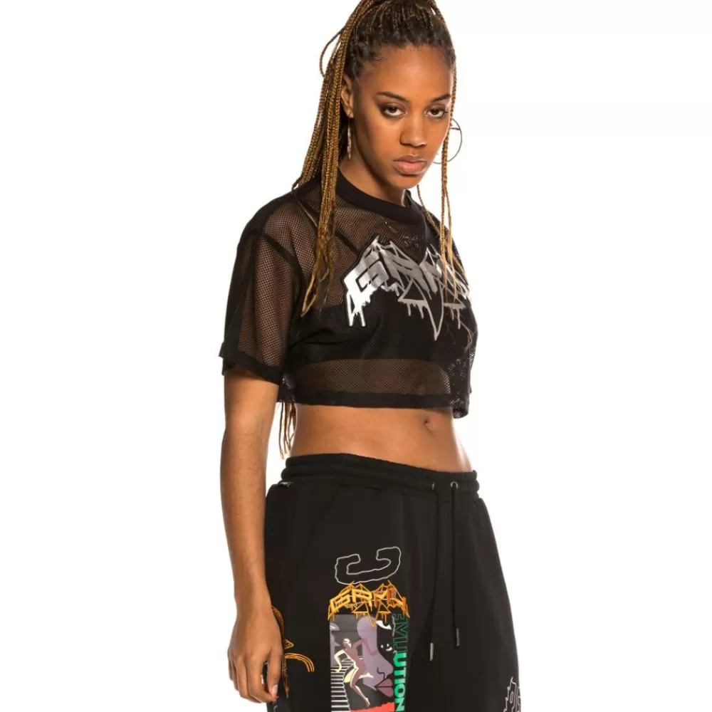 Grimey Camiseta Corta De Chica "Liveution" - Black | Spring 21 Clearance