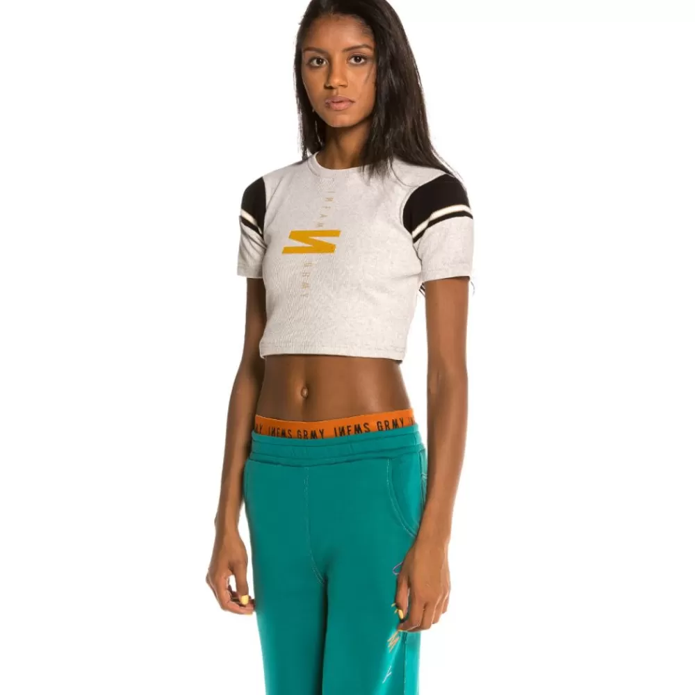 Grimey Camiseta Chica Nite Marauder Girl Crop Top Fw20 Sport Grey Hot