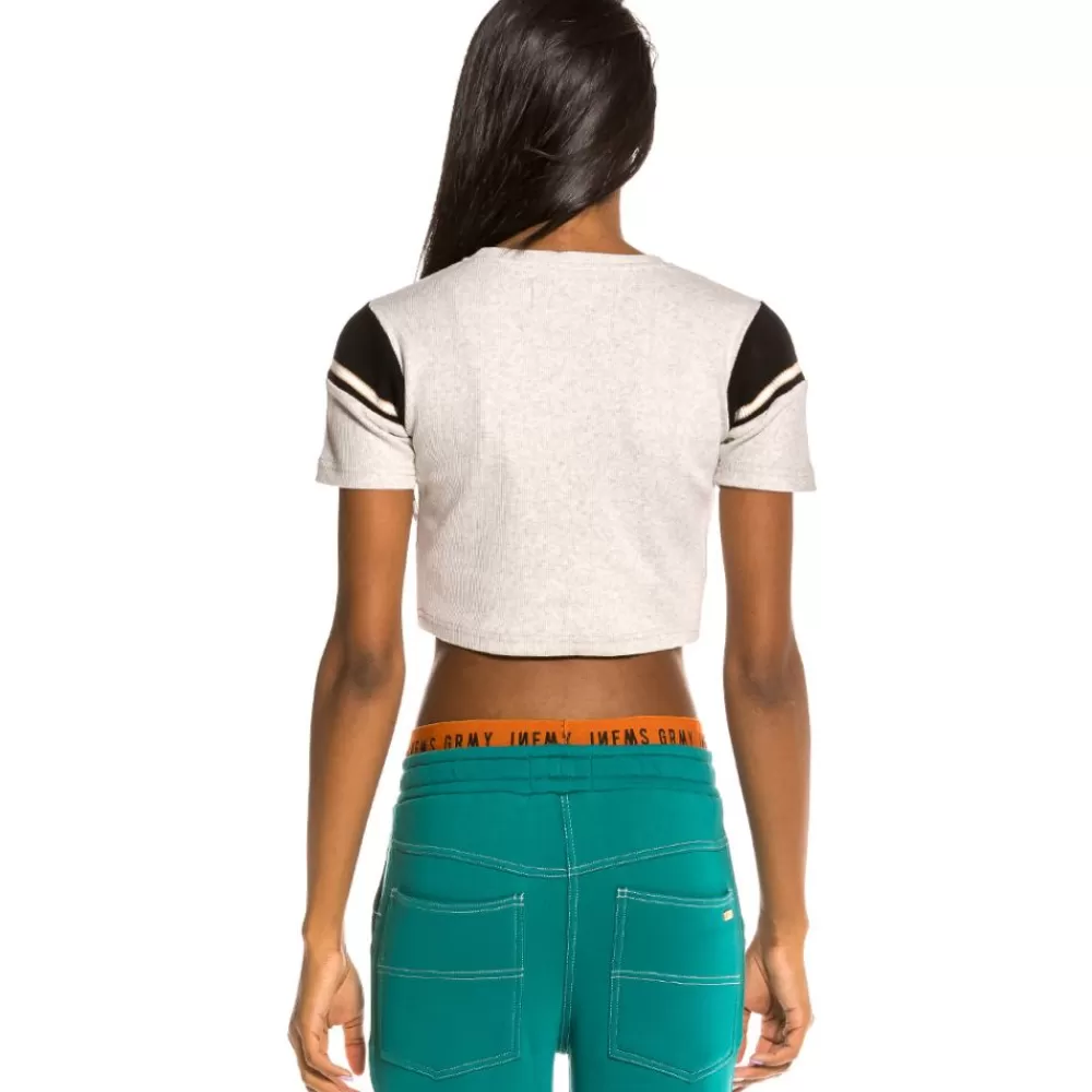 Grimey Camiseta Chica Nite Marauder Girl Crop Top Fw20 Sport Grey Hot