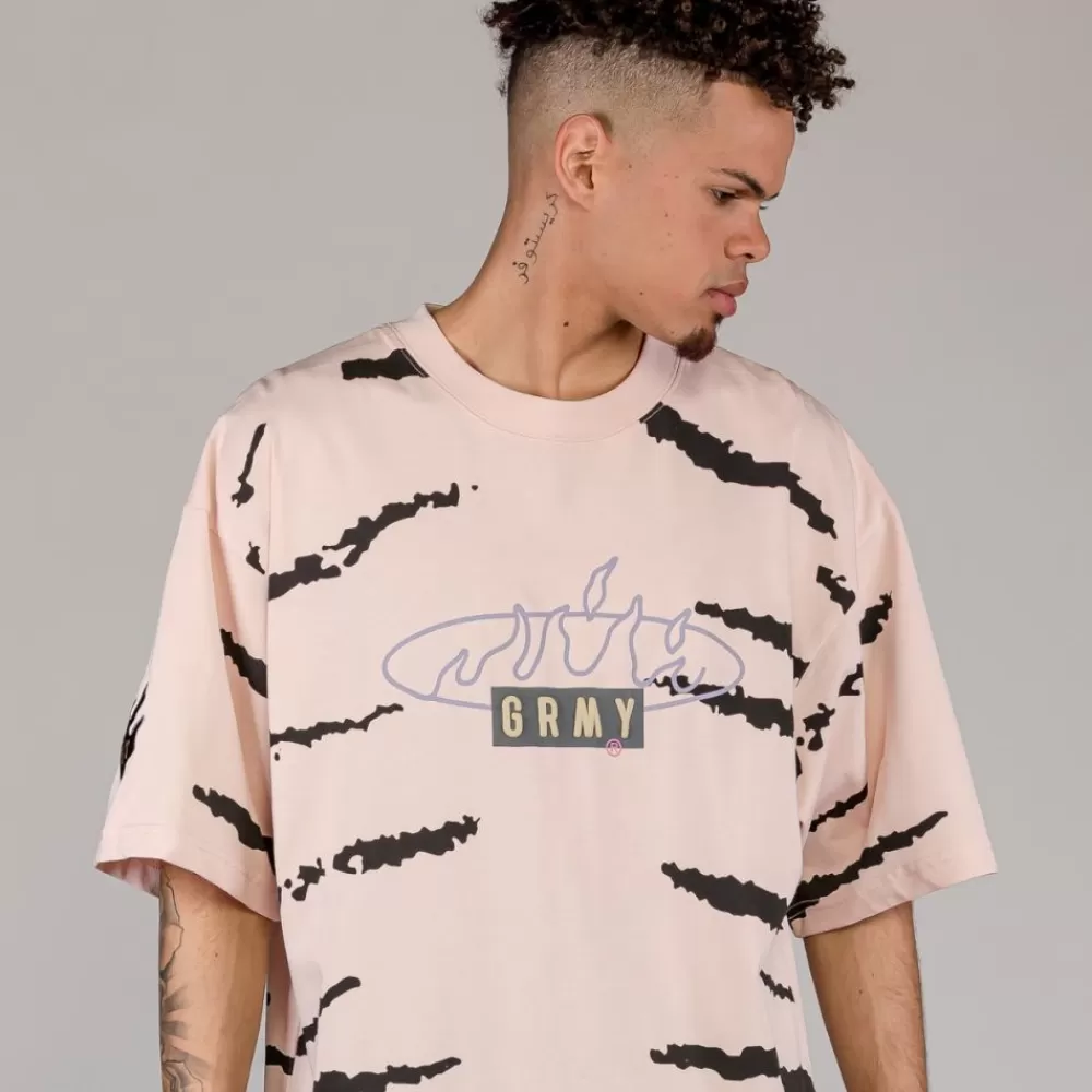 Grimey Camiseta Cloven Tongues All Over Print Oversized - Cream | Summer 23 New