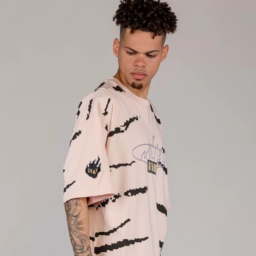 Grimey Camiseta Cloven Tongues All Over Print Oversized - Cream | Summer 23 New