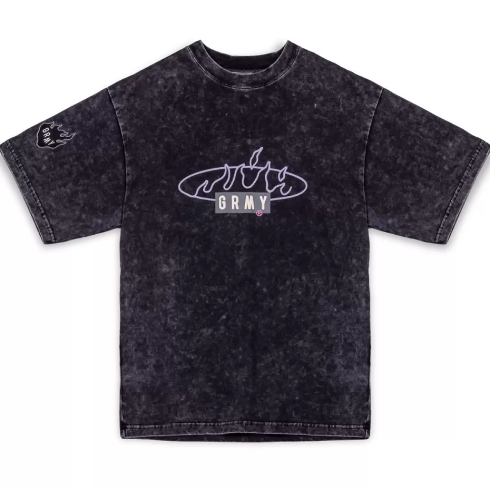 Grimey Camiseta Cloven Tongues Stone Washed Oversized - Washed Black | Summer 23 Cheap