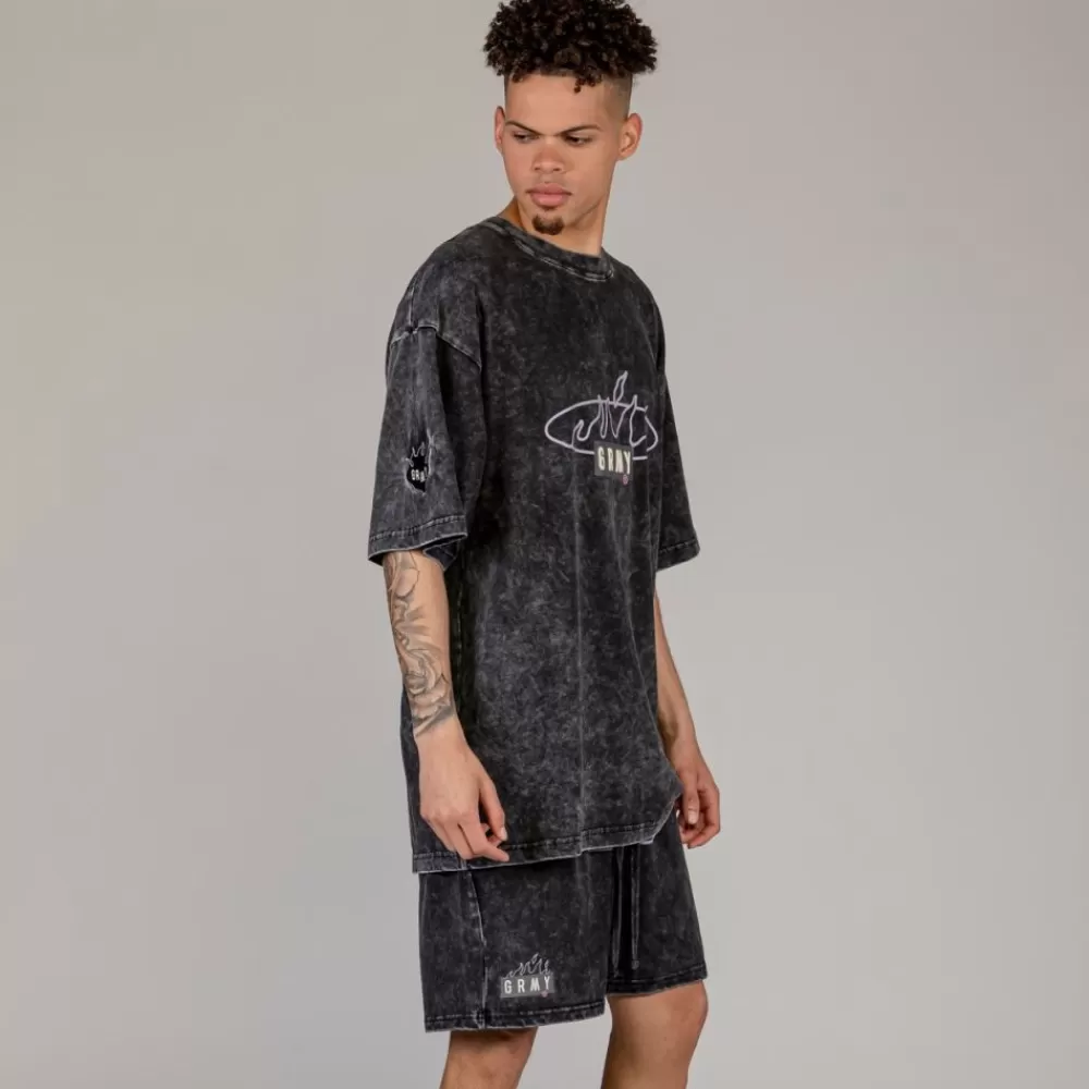 Grimey Camiseta Cloven Tongues Stone Washed Oversized - Washed Black | Summer 23 Cheap