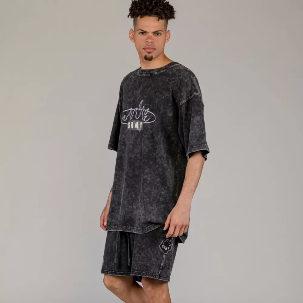 Grimey Camiseta Cloven Tongues Stone Washed Oversized - Washed Black | Summer 23 Cheap