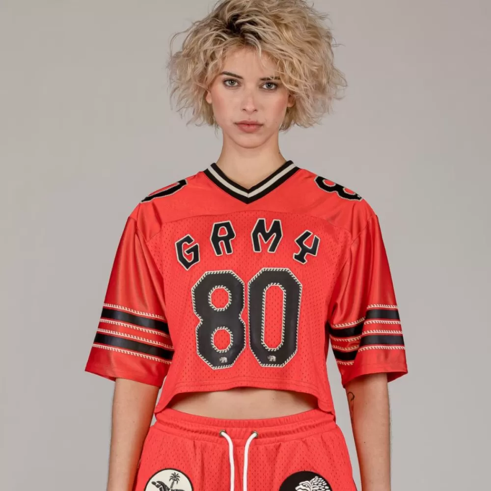 Grimey Camiseta The Clout Mesh Crop Girl - Red | Spring 23 Shop