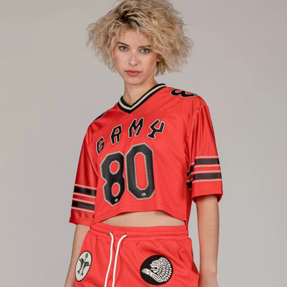 Grimey Camiseta The Clout Mesh Crop Girl - Red | Spring 23 Shop
