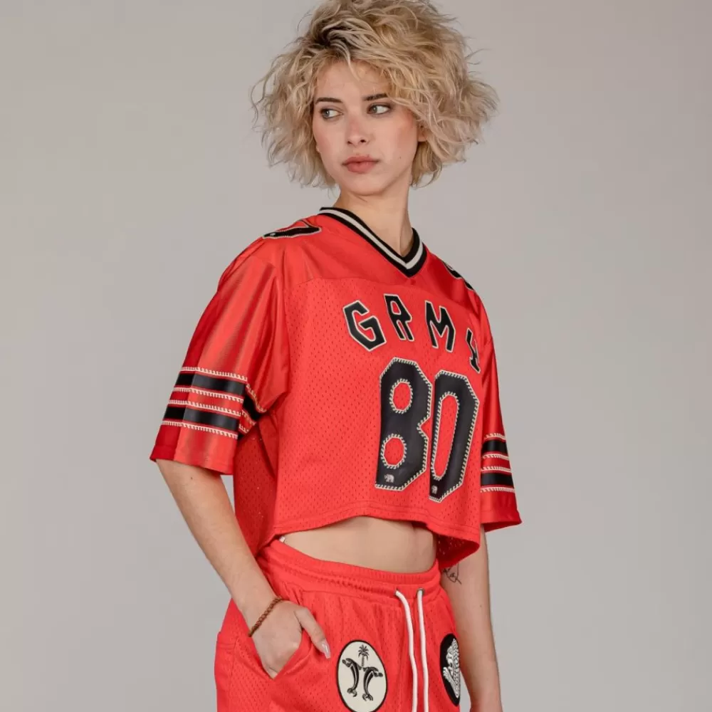 Grimey Camiseta The Clout Mesh Crop Girl - Red | Spring 23 Shop