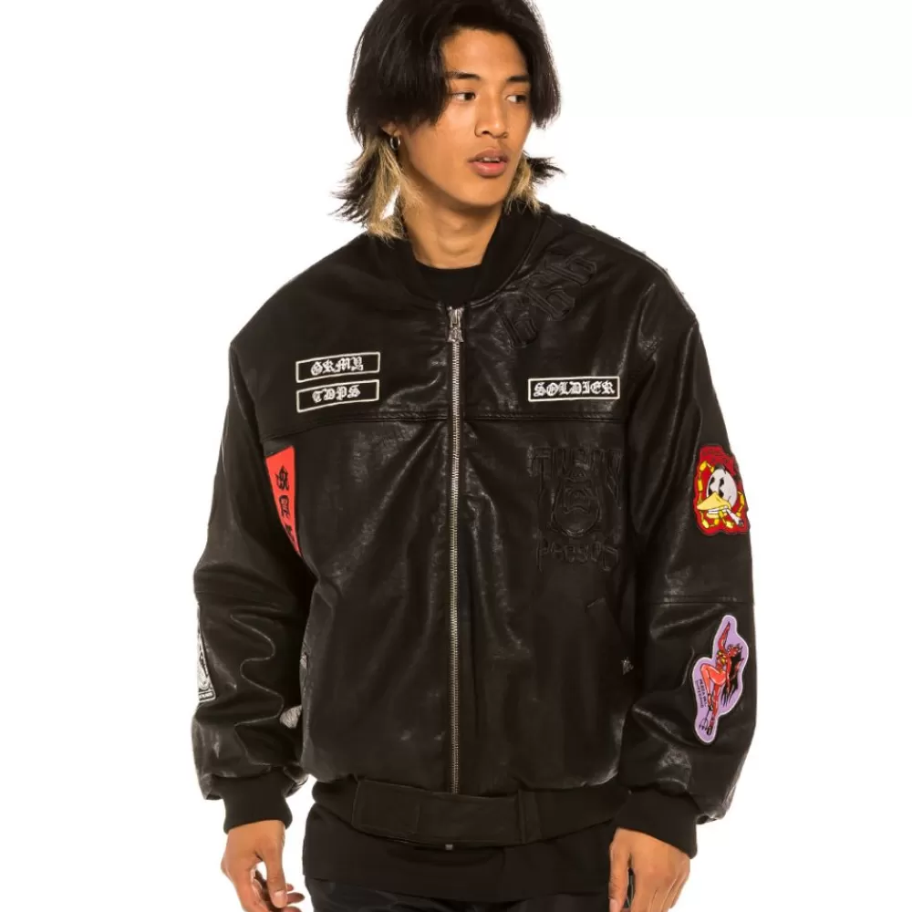 Grimey Chaqueta Bomber "Cecilio X Grmy" Pu Leather | Black - Fall 21 Flash Sale