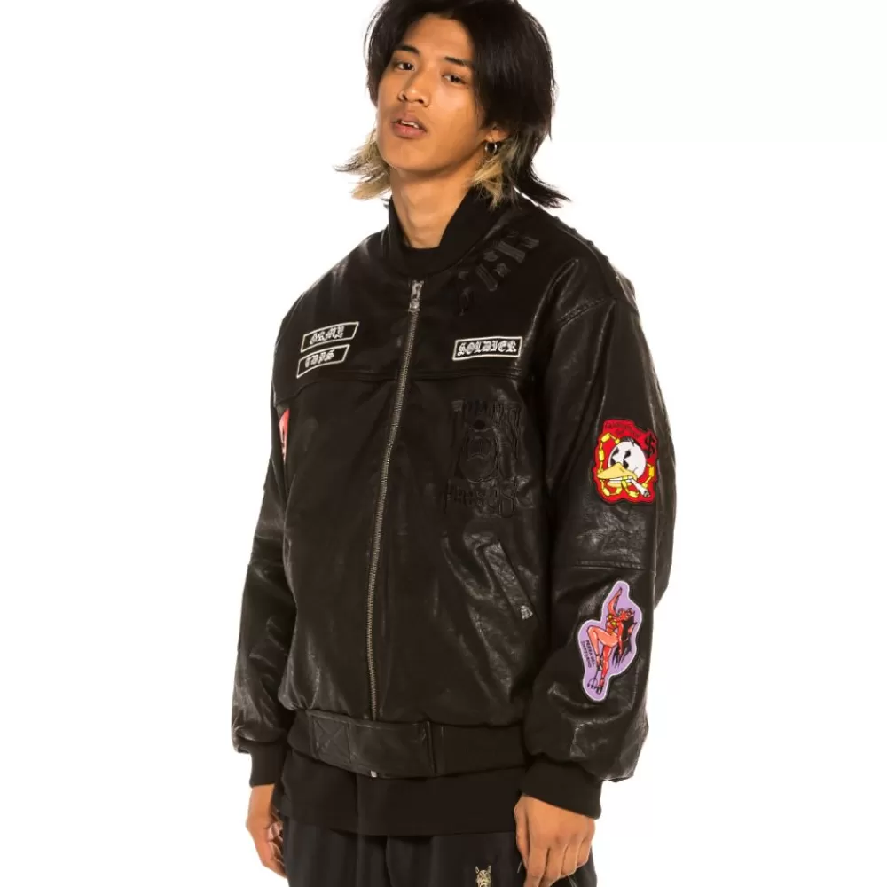 Grimey Chaqueta Bomber "Cecilio X Grmy" Pu Leather | Black - Fall 21 Flash Sale