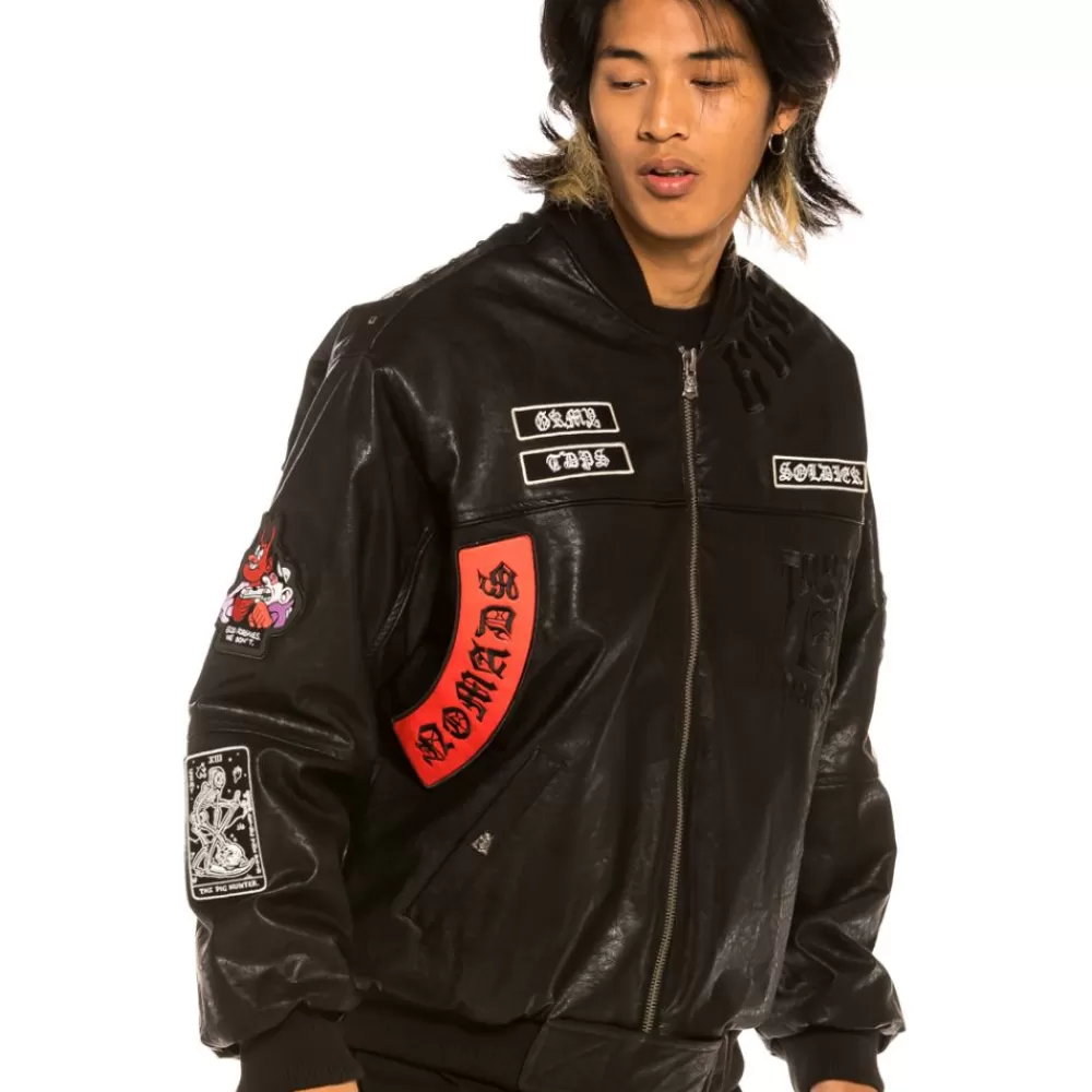 Grimey Chaqueta Bomber "Cecilio X Grmy" Pu Leather | Black - Fall 21 Flash Sale
