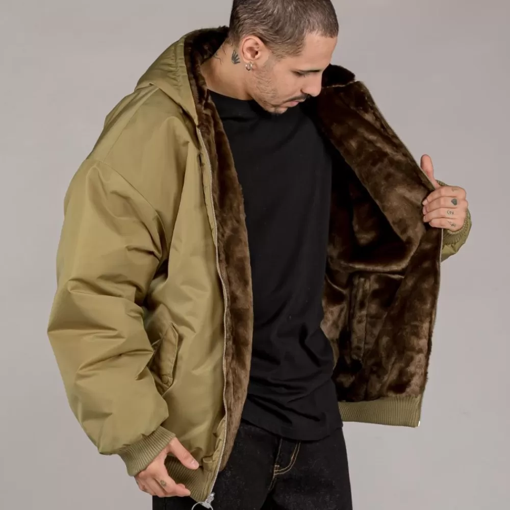 Grimey Chaqueta Bomber Lost Boys Reversible Fur - Brown | Winter 22 Sale
