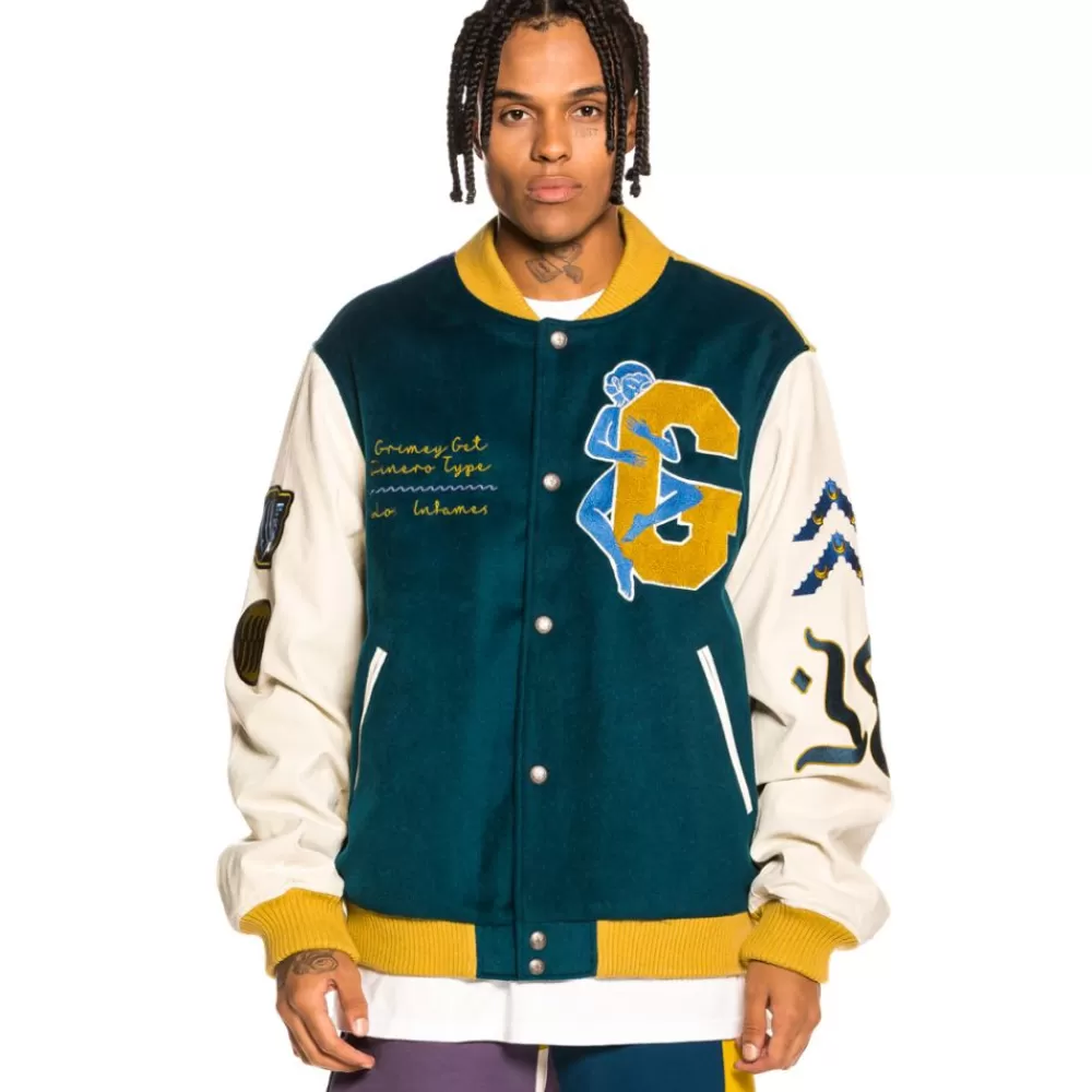 Grimey Chaqueta De Baseball "Singgang Junction" - Navy | Fall 21 Sale