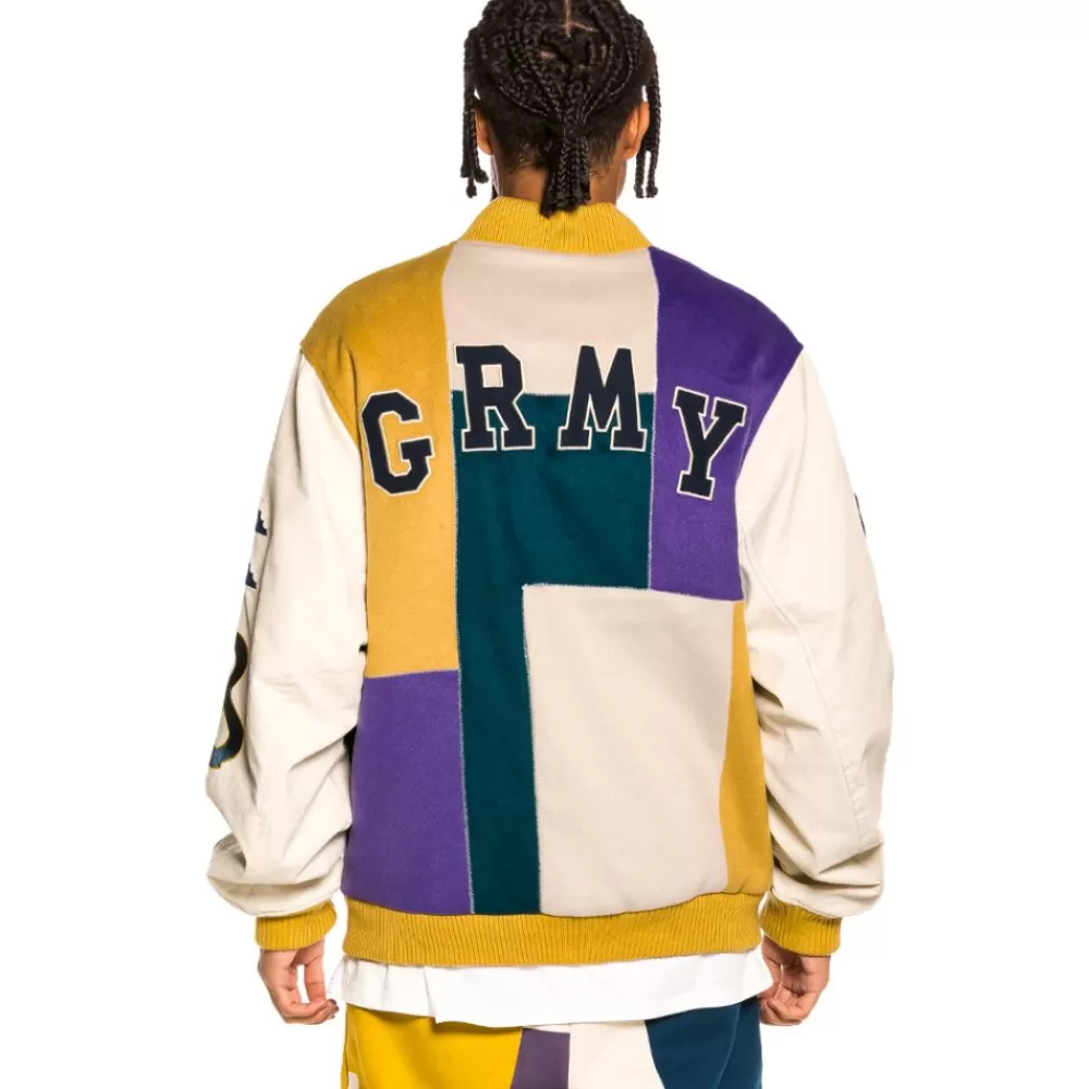 Grimey Chaqueta De Baseball "Singgang Junction" - Navy | Fall 21 Sale
