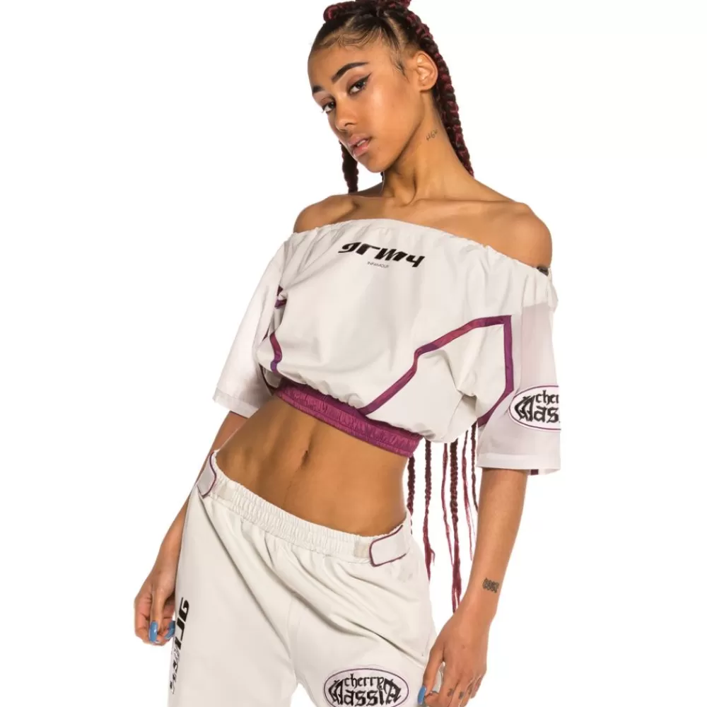 Grimey Crop Top Chica X Cherry Massia Ss20 Grey Best