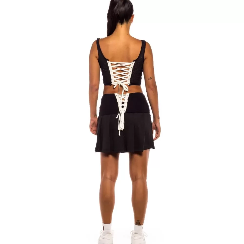 Grimey Falda De Chica "Jungle Punch" Mesh Pleated - Black | Spring 22 Outlet