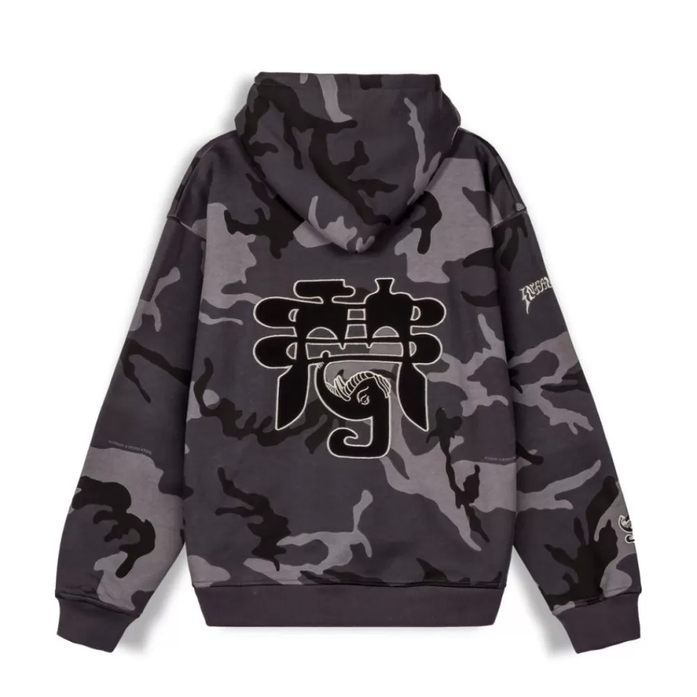 Grimey All Over Print Tusker Temple Vintage Hoodie Black | Fw23 Discount