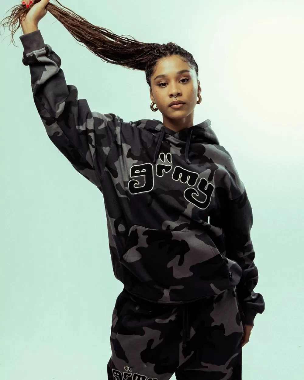 Grimey All Over Print Tusker Temple Vintage Hoodie Black | Fw23 Discount
