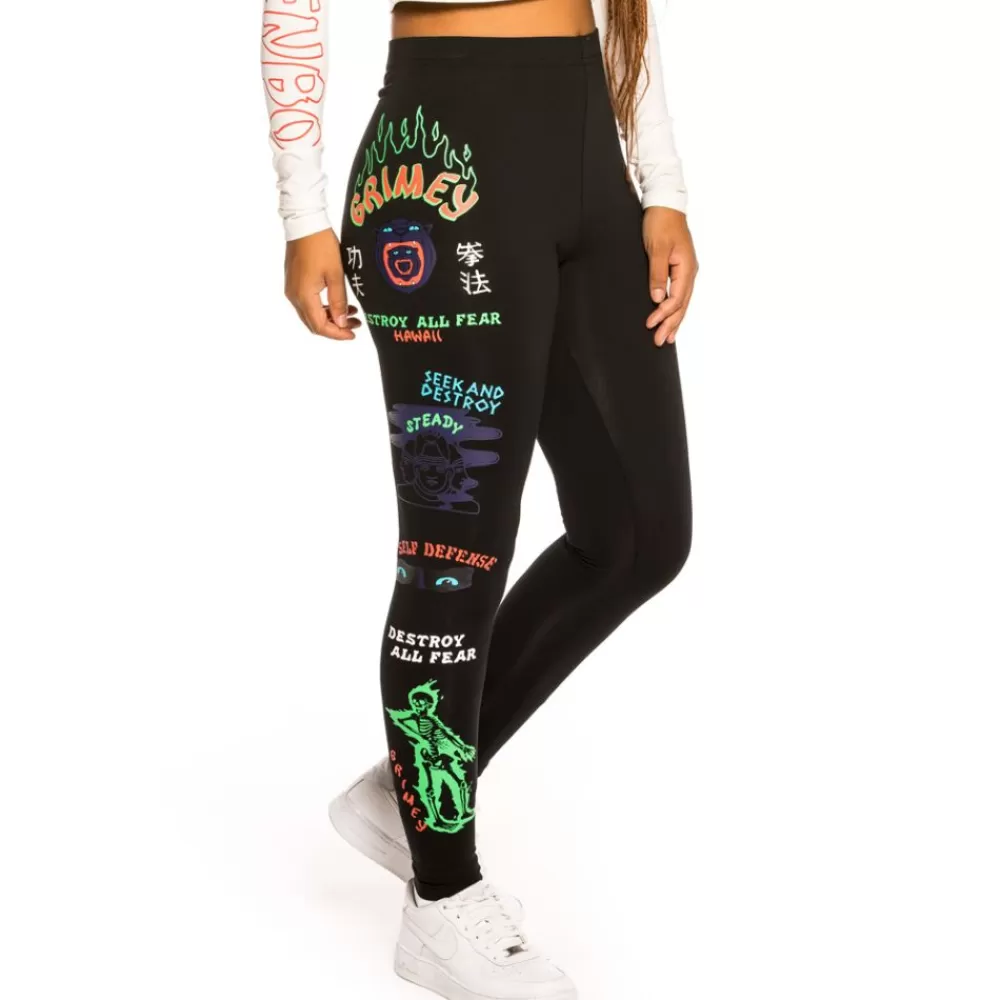 Grimey Leggins De Chica "Destroy All Fear" - Black | Fall 21 Clearance
