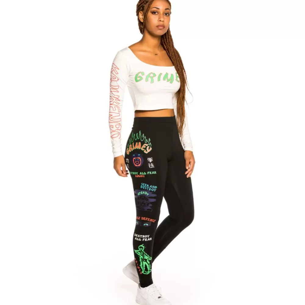 Grimey Leggins De Chica "Destroy All Fear" - Black | Fall 21 Clearance