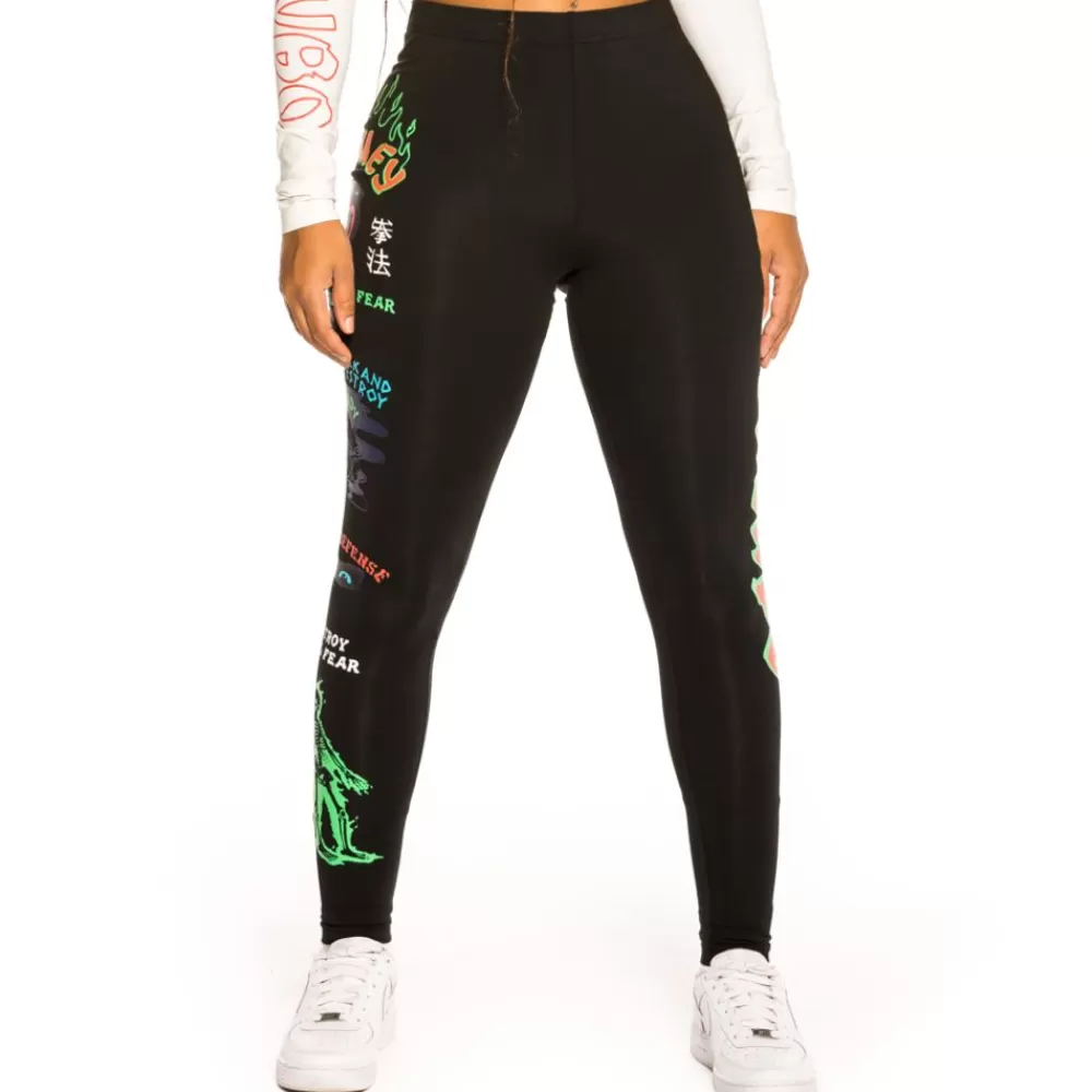 Grimey Leggins De Chica "Destroy All Fear" - Black | Fall 21 Clearance