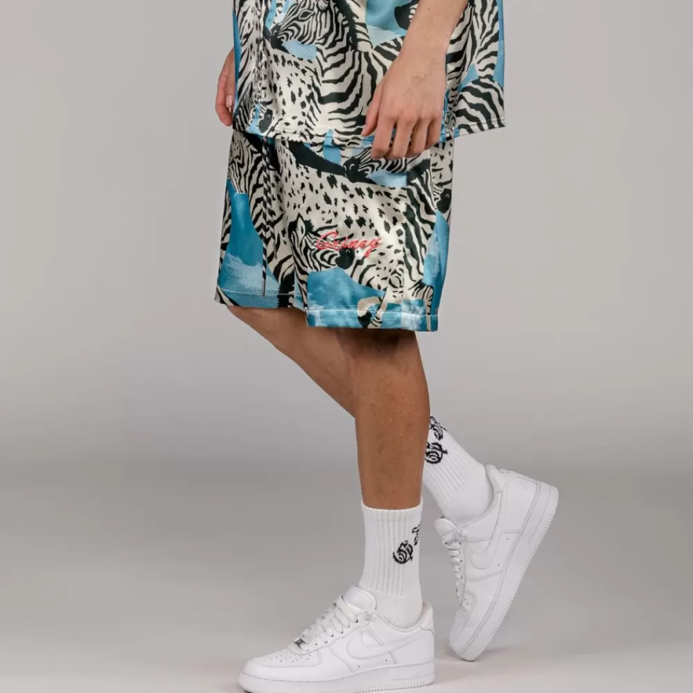 Grimey Pantalon Corto Animal Satin - Blue | Summer 23 Cheap
