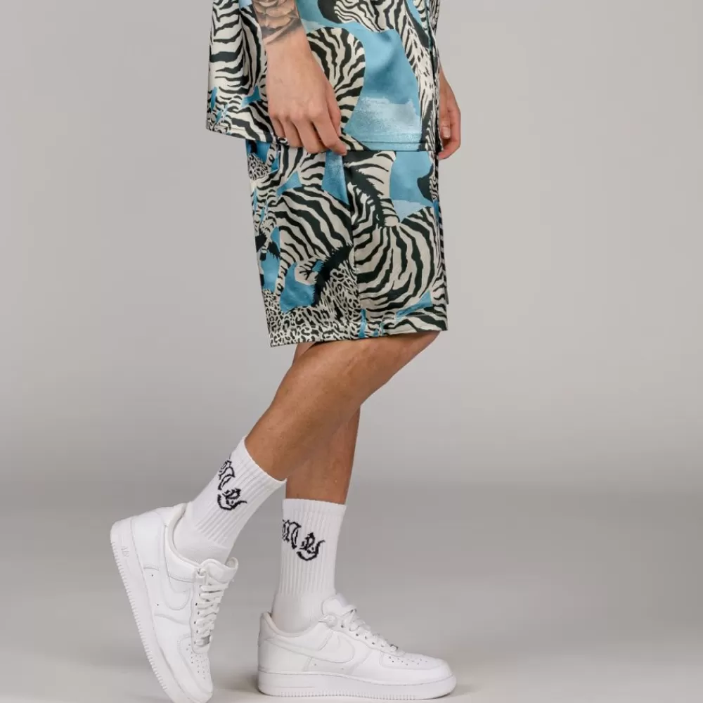 Grimey Pantalon Corto Animal Satin - Blue | Summer 23 Cheap