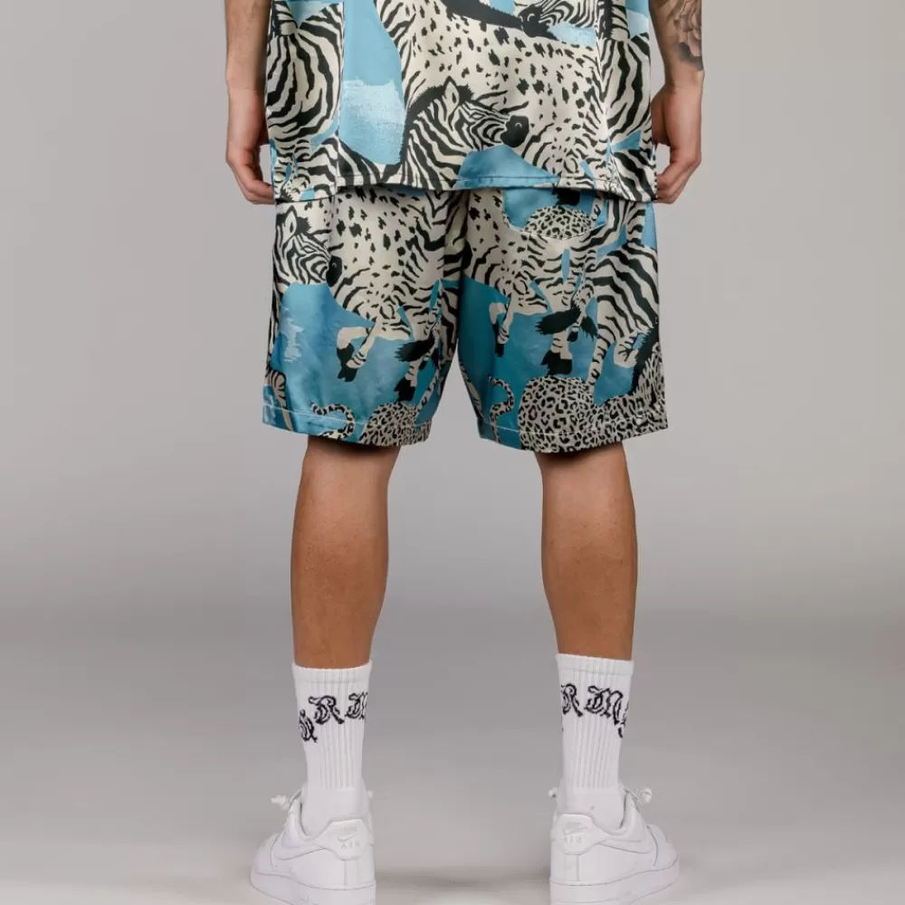 Grimey Pantalon Corto Animal Satin - Blue | Summer 23 Cheap
