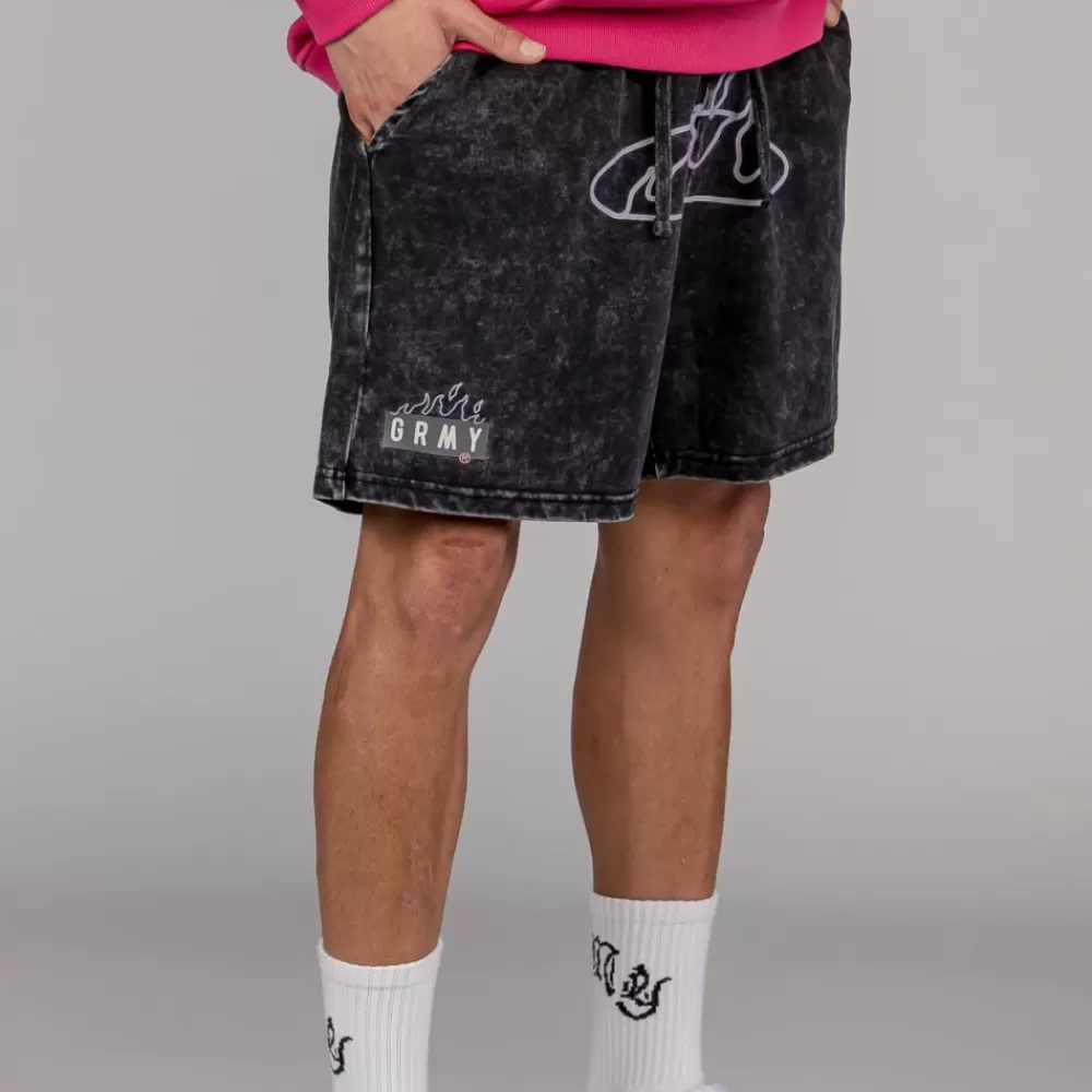 Grimey Pantalon Corto Cloven Tongues - Washed Black | Summer 23 Cheap
