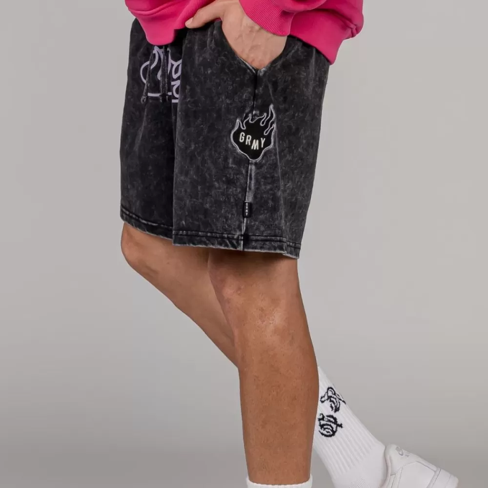 Grimey Pantalon Corto Cloven Tongues - Washed Black | Summer 23 Cheap