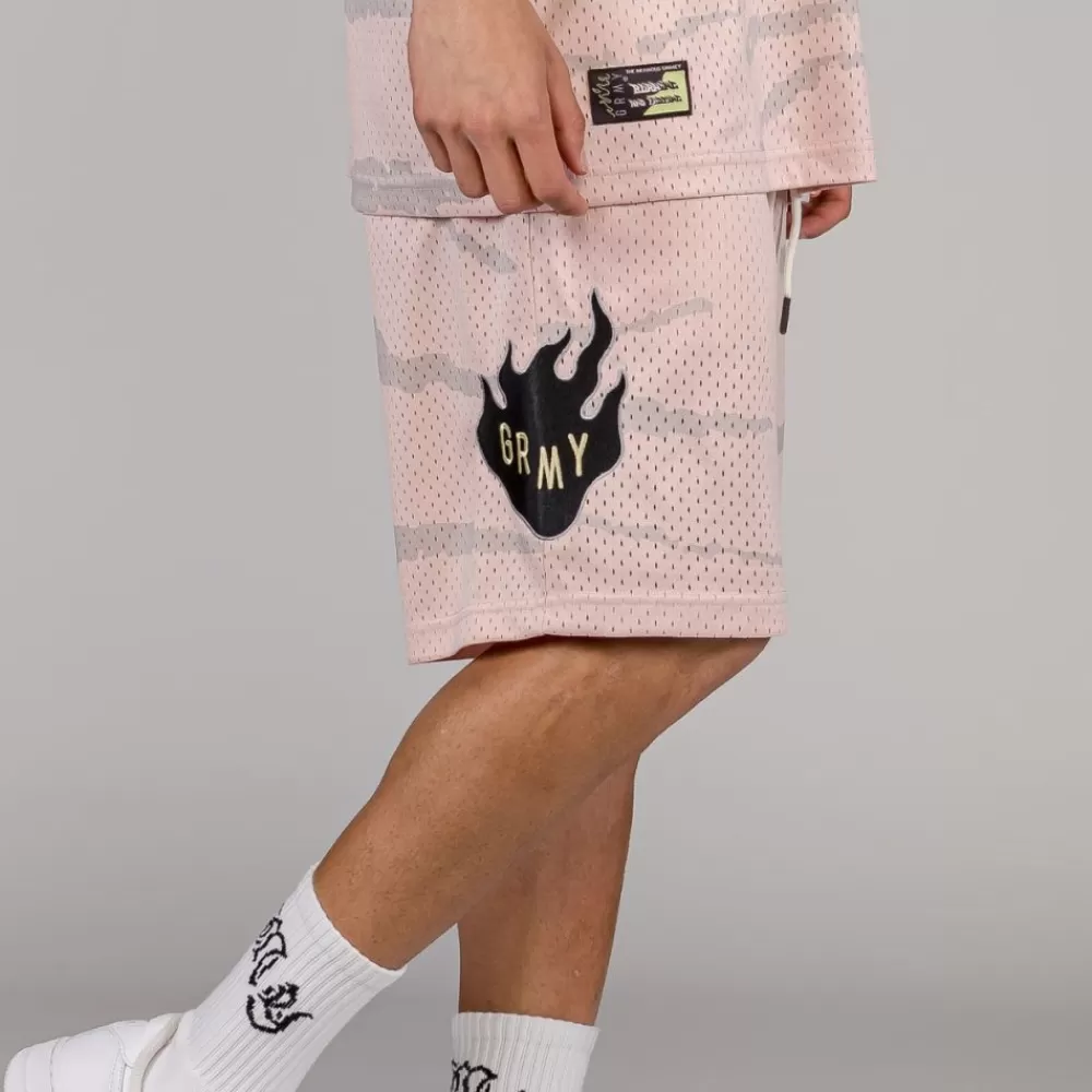 Grimey Pantalon Corto Cloven Tongues All Over Print Mesh - Cream | Summer 23 Store