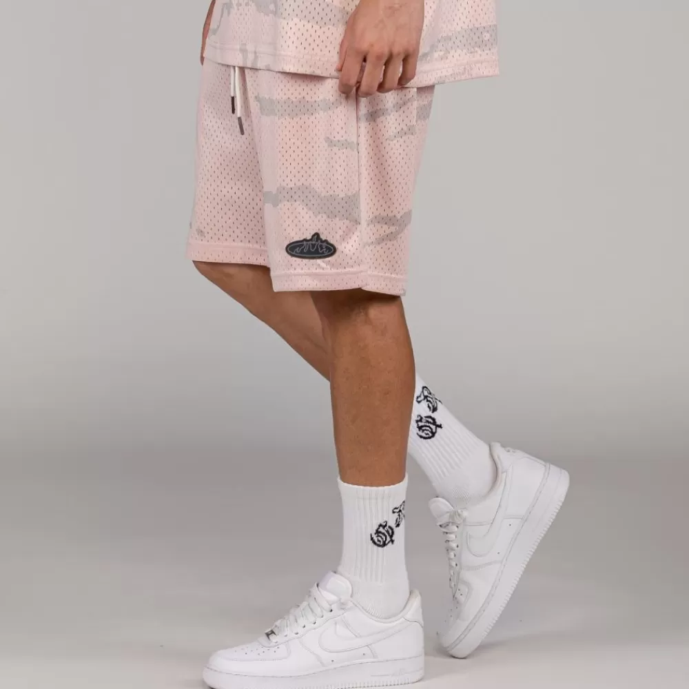 Grimey Pantalon Corto Cloven Tongues All Over Print Mesh - Cream | Summer 23 Store
