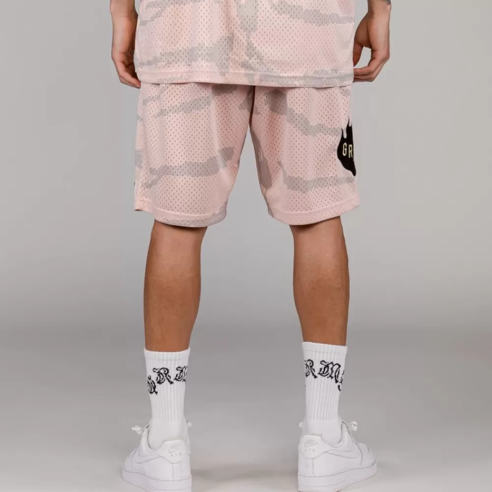 Grimey Pantalon Corto Cloven Tongues All Over Print Mesh - Cream | Summer 23 Store