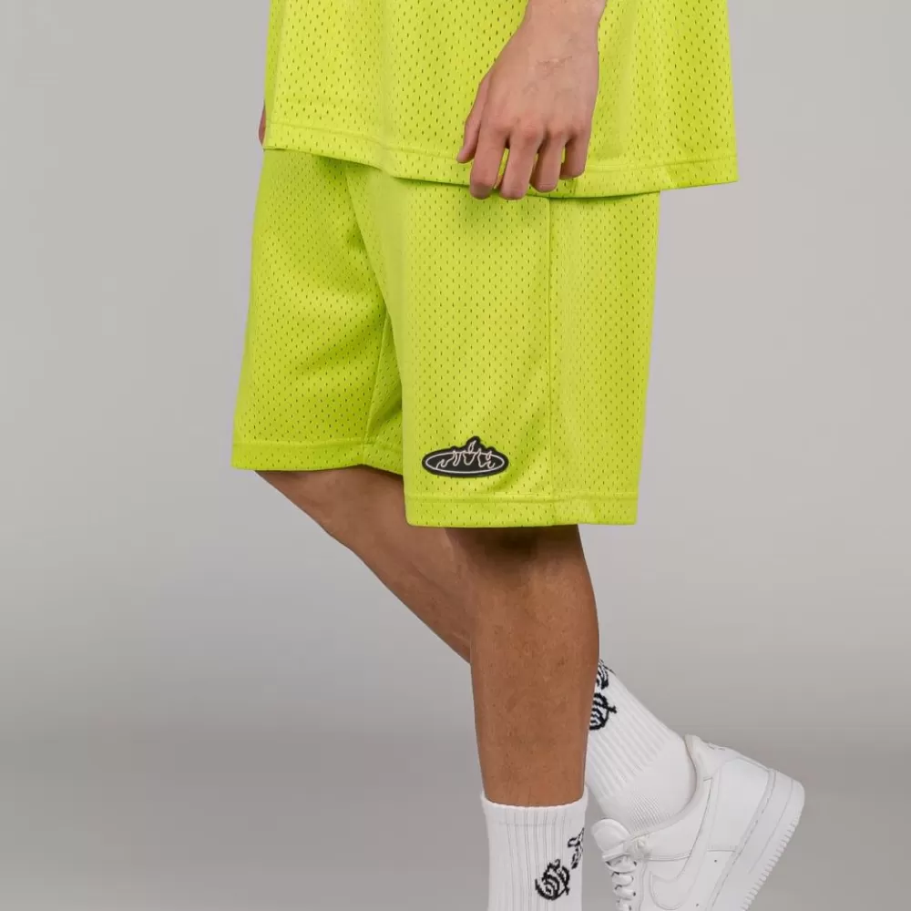 Grimey Pantalon Corto Cloven Tongues Mesh - Fluor Lime | Summer 23 Sale