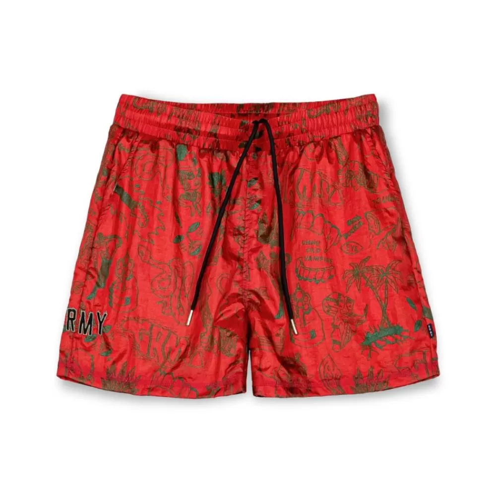 Grimey Pantalon Corto The Toughest Satin - Red | Spring 23 Clearance