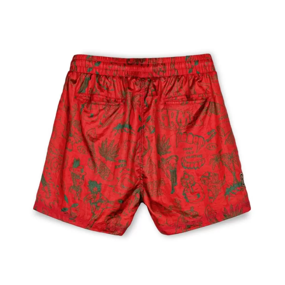Grimey Pantalon Corto The Toughest Satin - Red | Spring 23 Clearance