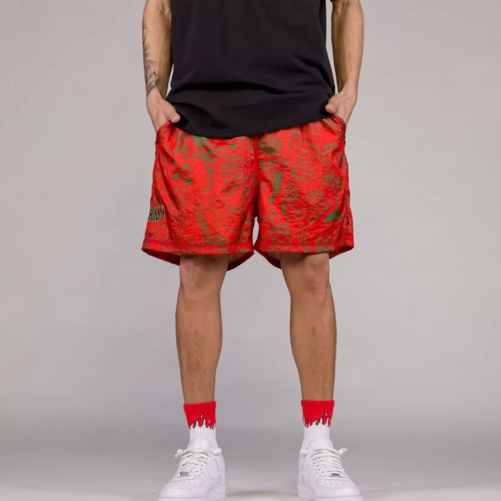 Grimey Pantalon Corto The Toughest Satin - Red | Spring 23 Clearance