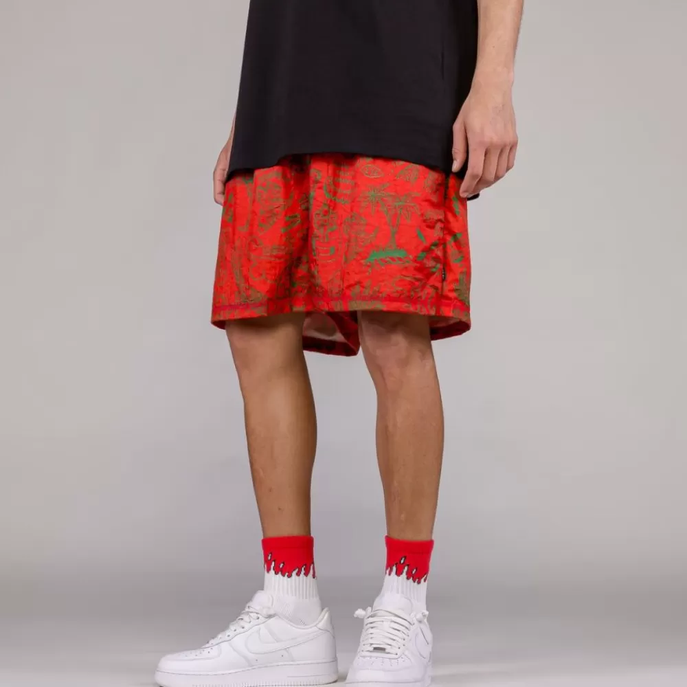 Grimey Pantalon Corto The Toughest Satin - Red | Spring 23 Clearance